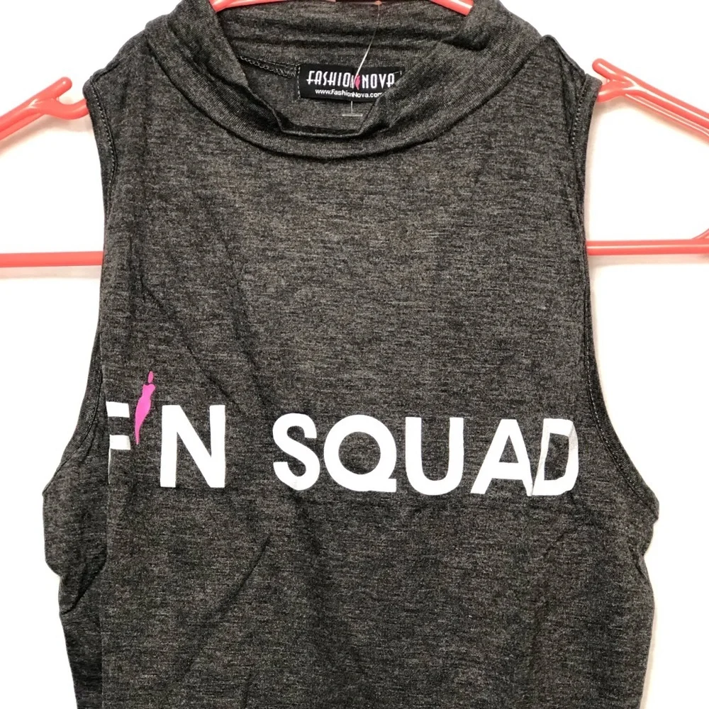 Fashion Nova Gray Mock Neck Crop Top FN Squad NWT XS - Picture 6 of 7